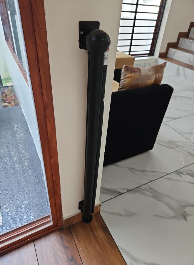 SHREVI Child Gate,Pet Safety Gate,Baby Safety Gate Retractable Mesh for Stairs, Doors, Kitchen, Main Gate 140 cm Wide Adjustment & Easy to Fold (Black) - Image 4